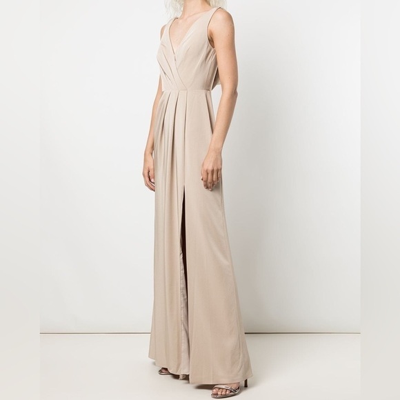 Marchesa Notte Bridesmaids Champagne Cowl Back Gown - Picture 2 of 9